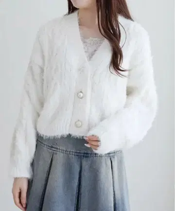 MAJESTIC LEGON 니트 가디건 화이트