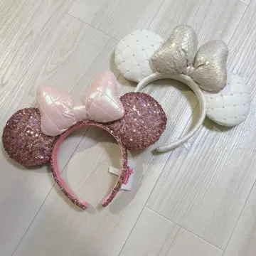디즈니랜드 머리띠 미니 파르팔루자 핑크 반짝반짝 리본