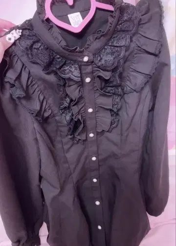 시크릿 허니 액세서리 리본 레이스 프릴 셋업 블랙