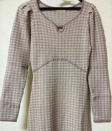 리젝시 바이컬러 트위드 니트 원피스 핑크