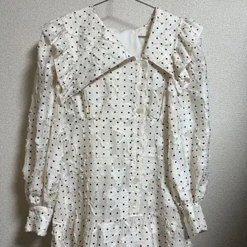 도트 무늬 프릴 맥시 드레스 snidel