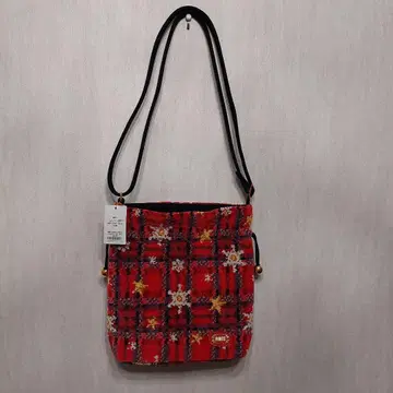 페이러 체크 무늬 크리스마스 숄더백