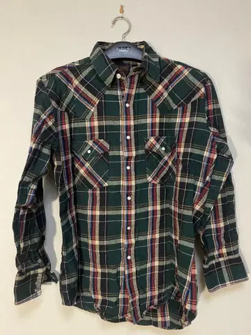 PLAINS 웨스턴 셔츠 M 그린 계열 체크