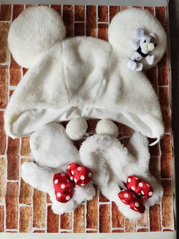 레어 라메가 귀여운 미키 팬캡 마스코트 포함 따뜻한 모자