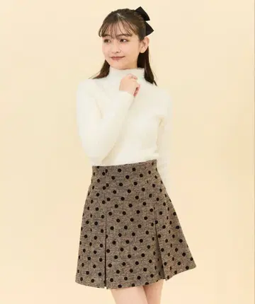 도트 플로키 박스 플리츠 미니 스커트 도트 미니 스커트