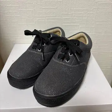 블랙 라메 통굽 스니커즈