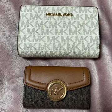 MICHAEL KORS 접이식 지갑 키케이스 화이트, 베이지, 브라운