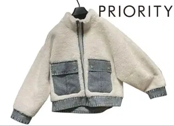 PRIORITY 프라이오리티 보아 x 데님 페이크 무스탕 자켓