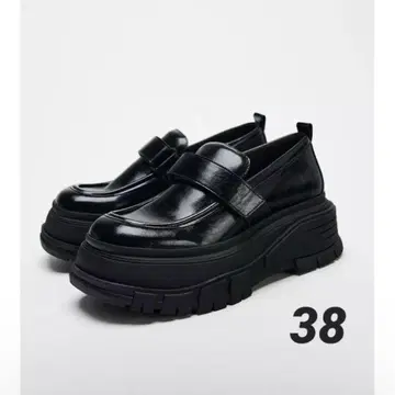 ZARA 플랫폼 로퍼 38 블랙 통굽
