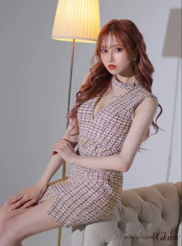 ROBE de FLEURS Glossy 트위드 미니 드레스