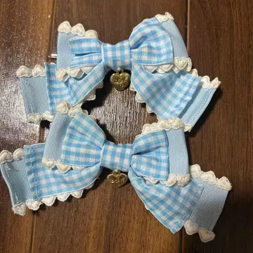 엔젤릭 프리티 스카이블루 리본 헤어핀 2개