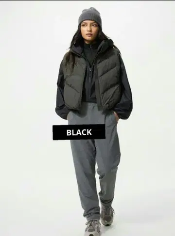 유니클로 퍼프 테크 크롭 베스트 [ BLACK ]