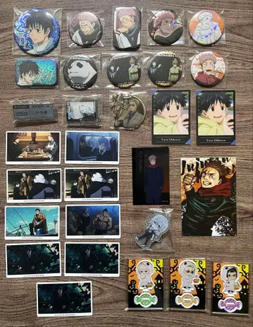 주술회전 캔뱃지 아크릴 스탠드 카드 굿즈 묶음 판매