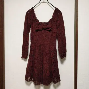 LIZLISA 브라운 레이스 원피스 긴팔