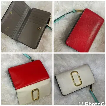 이단 접이식 지갑 레드 화이트