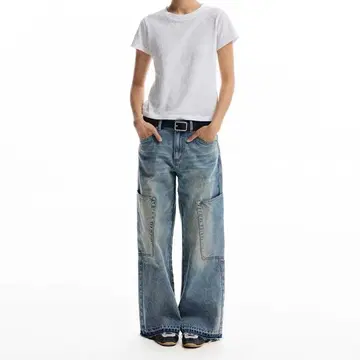 CONP 젠더프리 라이트 블루 와이드 레그 청바지