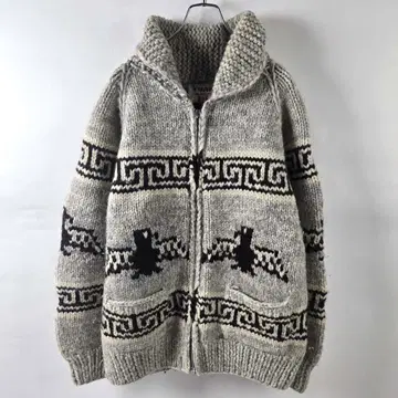 TUAK 캐나다제 썬더버드 패턴 코위찬 니트 가디건 ACME제 지퍼