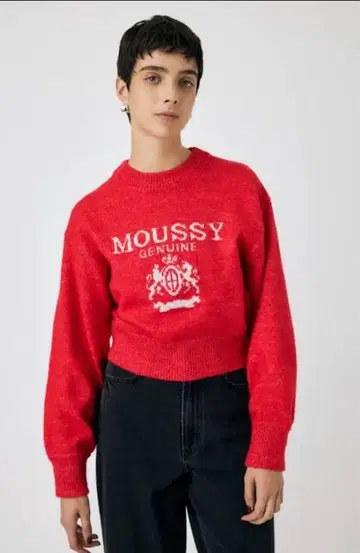 MOUSSY 레드 니트 스웨터