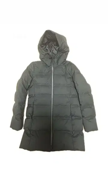 다크 그레이 후드 부착 롱 다운 자켓