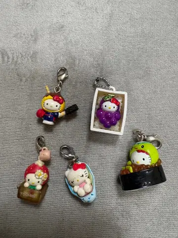 지역 한정 헬로키티 스트랩 5개 세트 10년 이상 전 레트로