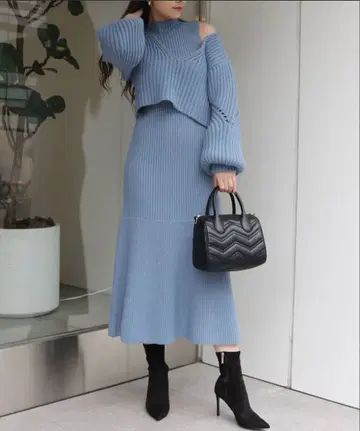 레이어드 니트 원피스