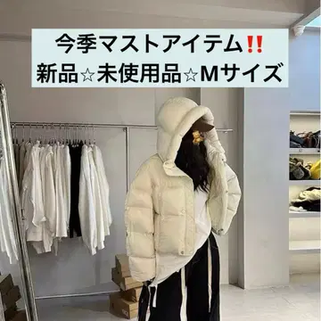 아이보리 이번 시즌 머스트바이 멋스러운 후드 부착 코트 숏 다운 코트