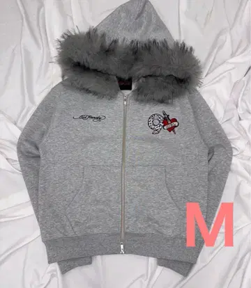 9090 Ed Hardy 90 Logo Fur Zip Hoodie