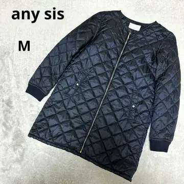 [컨디션 최상] any sis 퀼팅 노카라 코트 블랙 M
