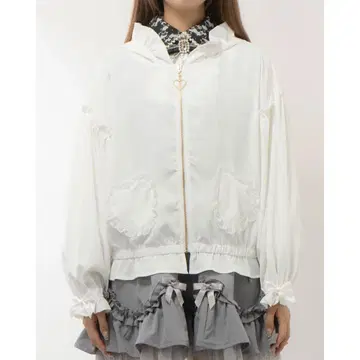 시크릿허니 토끼 귀 프릴 쉬폰 후드티 (화이트)