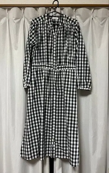 새상품급 LEPSIM 체크 무늬 7부 소매 셔츠 원피스