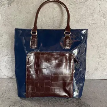 [ FRESCA ] 프레스카 체크 무늬 에나멜 토트백