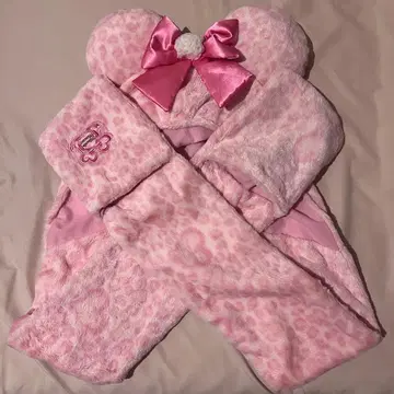 디즈니 미니 레오파드 무늬 핑크 머플러