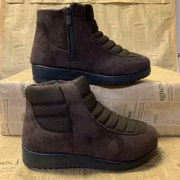 새상품 여성용 23.5cm 보아 안감 발수 경량 숏부츠 브라운 6484