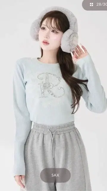 다리치 DR 비쥬 플라워 리브 니트탑