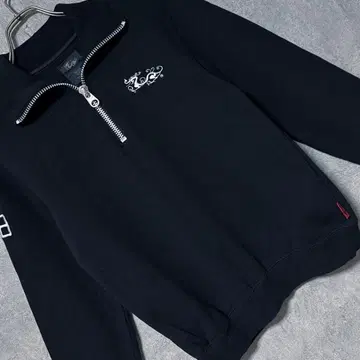 DWD 댄스 위드 드래곤 자수 로고 하프 지퍼 골프 의류 블랙