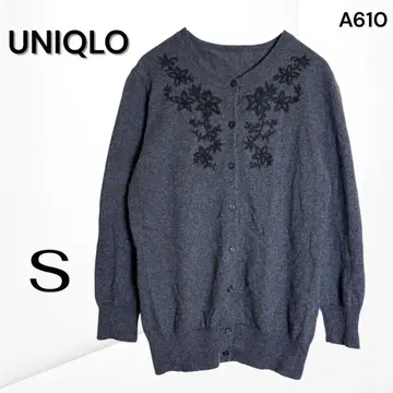 [ 유니클로 ] 자수 가디건 꽃무늬 디자인 내추럴 오피스 캐주얼