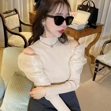 amerge 오간자 숄더 니트