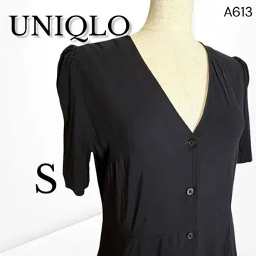 유니클로 V넥 플레어 원피스 심플 고급 포멀 다용도 S