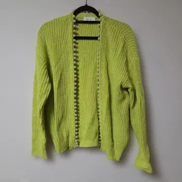 ROSIEE 로지 펄 V넥 가디건 네온 그린 프리 사이즈