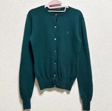 랄프 로렌 울 니트 가디건 그린 S