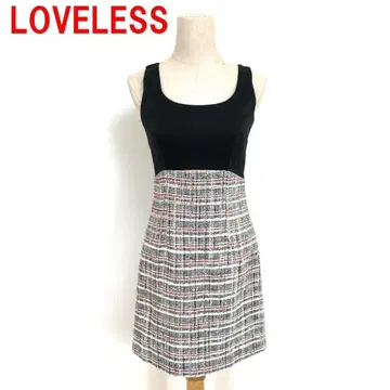 A5729 러블레스 무릎 기장 원피스 면 슬리브리스 트위드 블랙 34