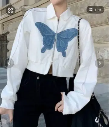 버터플라이 모티브 라인 블루종