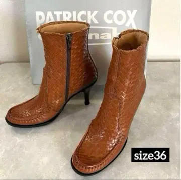 PATRICK COX 천연 가죽 부츠 뜨개질 디자인 브라운 36