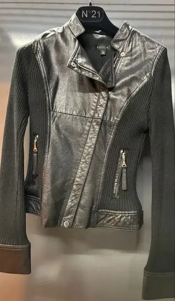 EPOCA 가죽 도킹 재킷 블랙 38