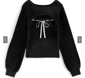 GRL 그레일 프론트 오픈 리본 샤기 리브 니트탑[pm828]