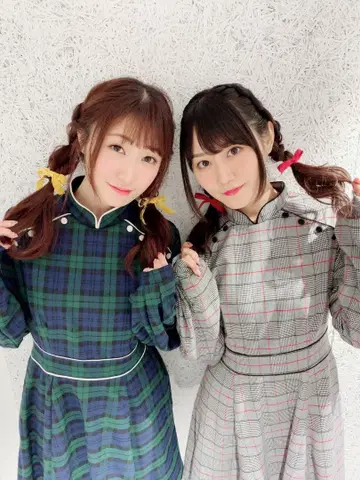 오구라 유이 착용 체크 무늬 차이나 원피스 그린