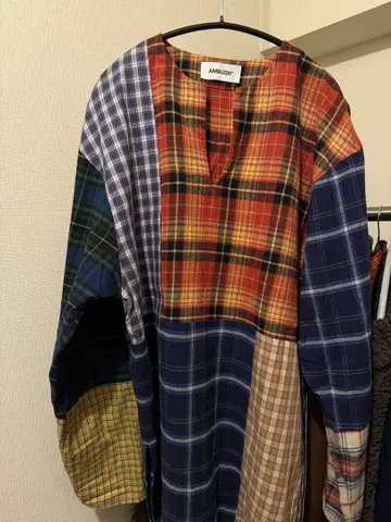 AMBUSH 체크 무늬 패치워크 긴팔 셔츠