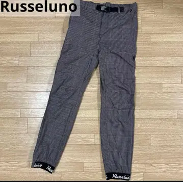 Russeluno 체크 무늬 슬림핏 팬츠