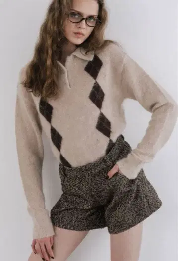 새상품급 시착만 한 상품 THE TOE Marien Argyle Knit