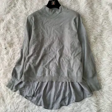 green label relaxing 셔츠 콤비 레이어드 풀오버 니트